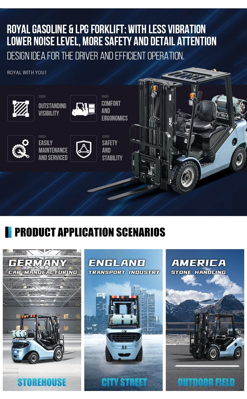 Royal Factory Supply New LPG / Gas / Gasoline Forklift Truck with Japanese Engine