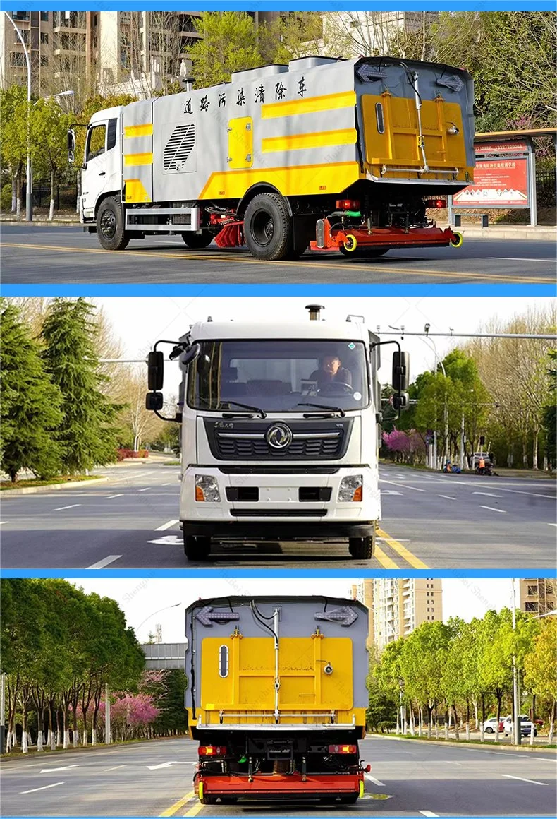 Chinese 190HP 230HP Euro 2 Euro 3 Euro 4 Euro 5 Clean Water Tank 9 Cbm Waste Water Tank 7 Cbm High Pressure Road Washing Truck Road Sweeper Truck